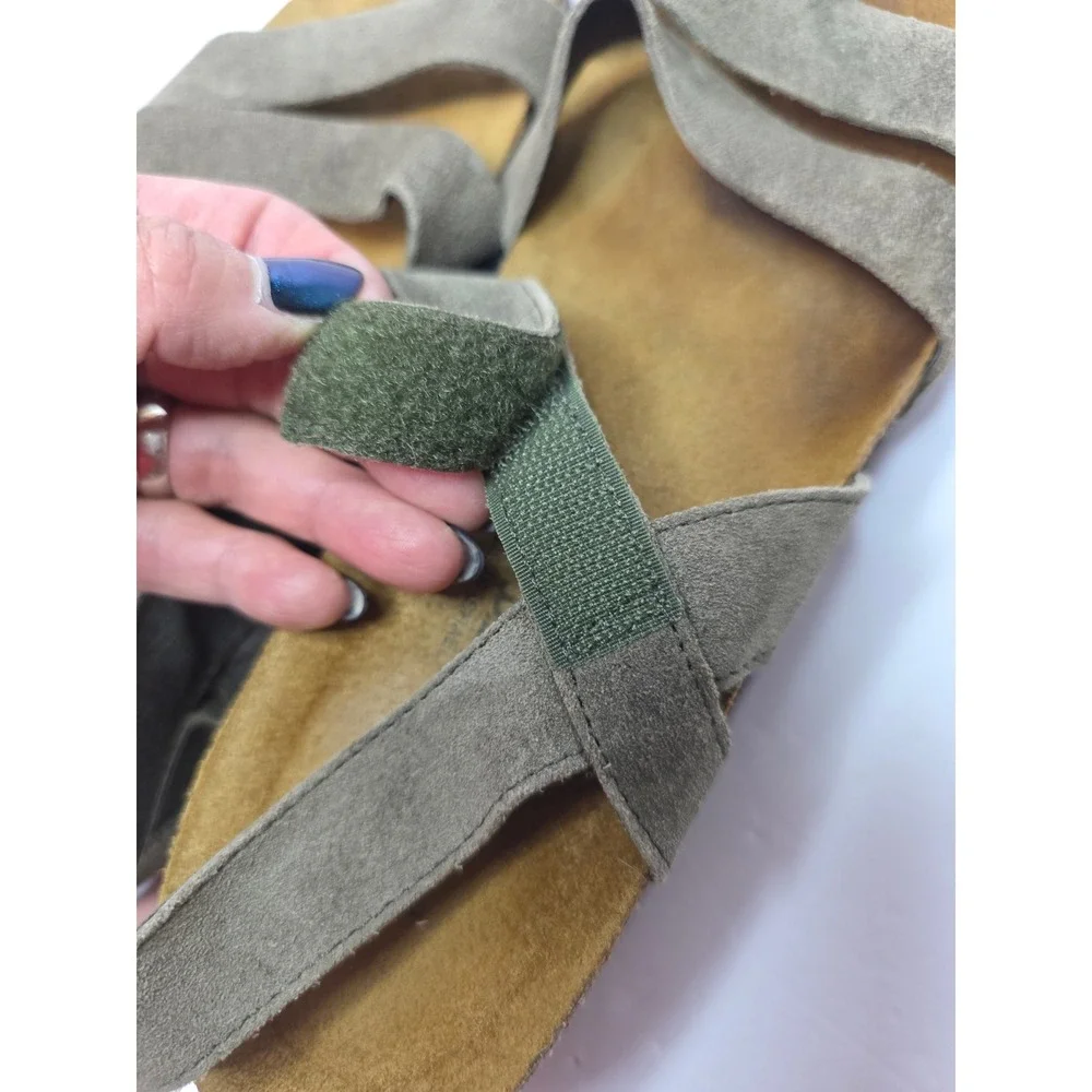 Naot Kayla Olive Green Suede Platform Wedge Sandals EU 42 US 11 Comfy Hippie